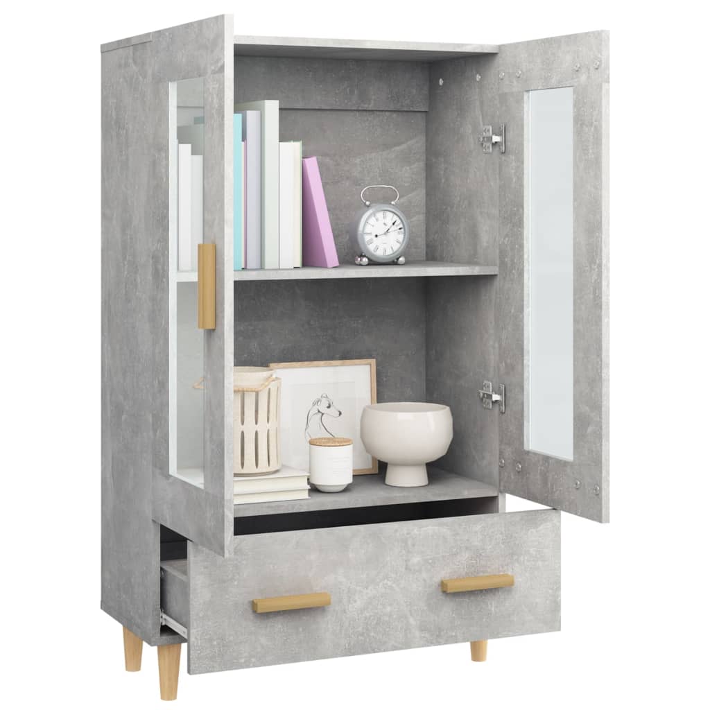 Hoge kast 70x31x115 cm bewerkt hout betongrijs is nu te koop bij PeponiXL, paradijselijk wonen!