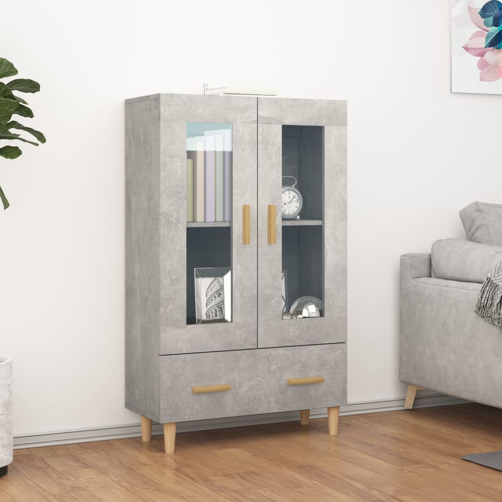 Hoge kast 70x31x115 cm bewerkt hout betongrijs is nu te koop bij PeponiXL, paradijselijk wonen!