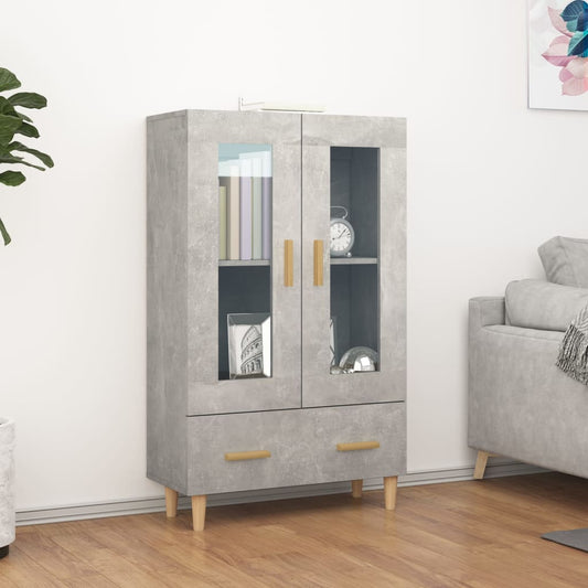 Hoge kast 70x31x115 cm bewerkt hout betongrijs is nu te koop bij PeponiXL, paradijselijk wonen!