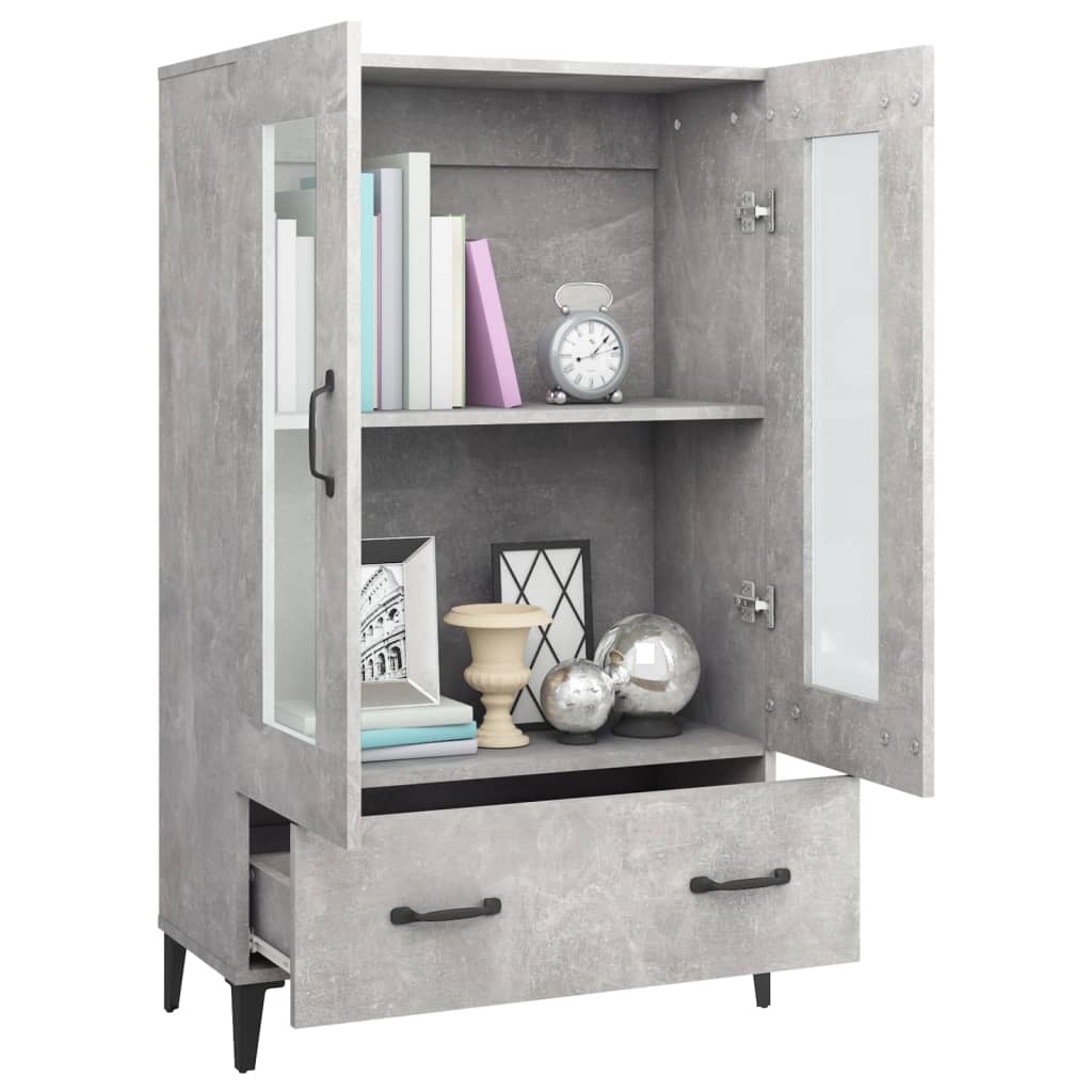 Hoge kast 70x31x115 cm bewerkt hout betongrijs is nu te koop bij PeponiXL, paradijselijk wonen!