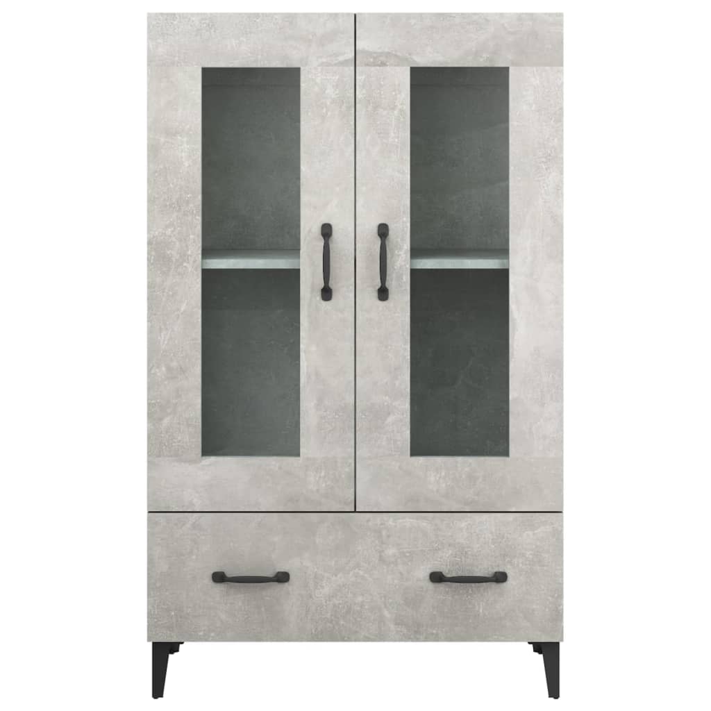 Hoge kast 70x31x115 cm bewerkt hout betongrijs is nu te koop bij PeponiXL, paradijselijk wonen!