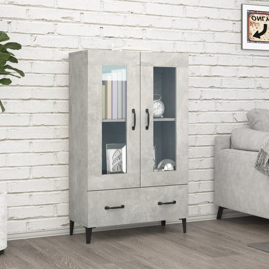 Hoge kast 70x31x115 cm bewerkt hout betongrijs is nu te koop bij PeponiXL, paradijselijk wonen!