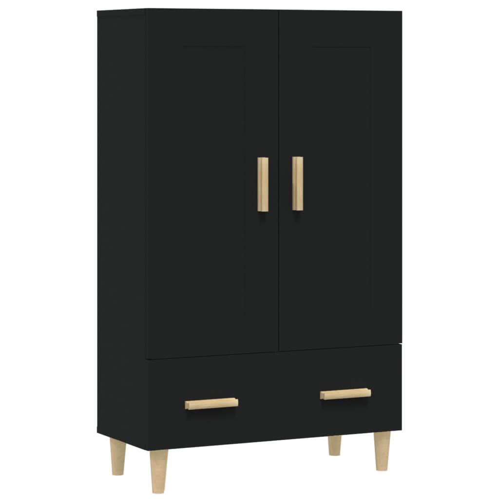 Hoge kast 70x31x115 cm bewerkt hout zwart is nu te koop bij PeponiXL, paradijselijk wonen!