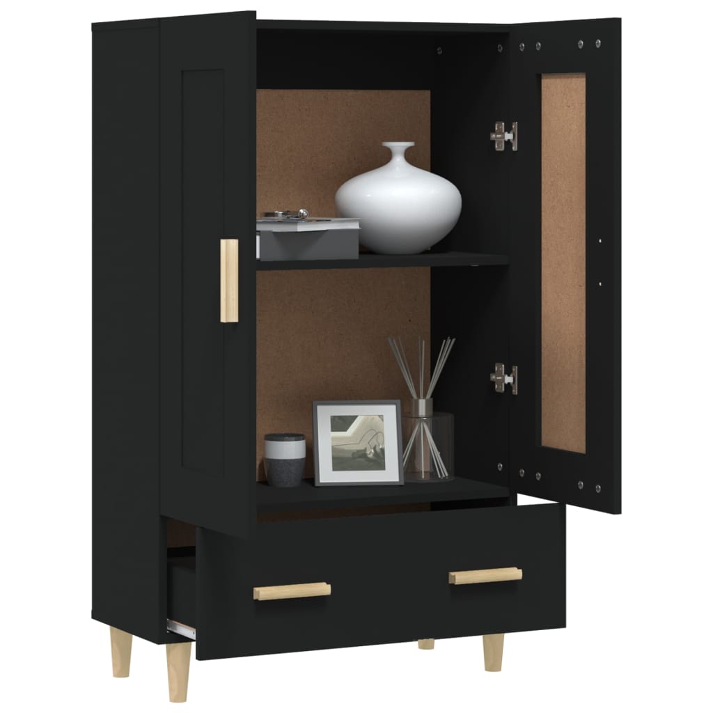Hoge kast 70x31x115 cm bewerkt hout zwart is nu te koop bij PeponiXL, paradijselijk wonen!