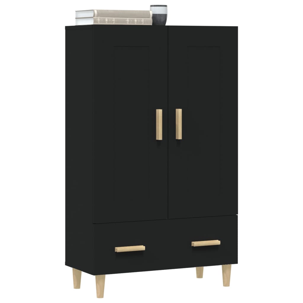 Hoge kast 70x31x115 cm bewerkt hout zwart is nu te koop bij PeponiXL, paradijselijk wonen!