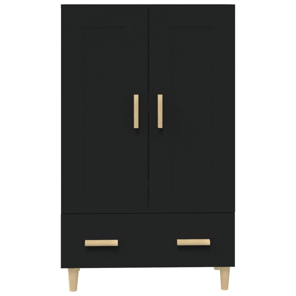 Hoge kast 70x31x115 cm bewerkt hout zwart is nu te koop bij PeponiXL, paradijselijk wonen!