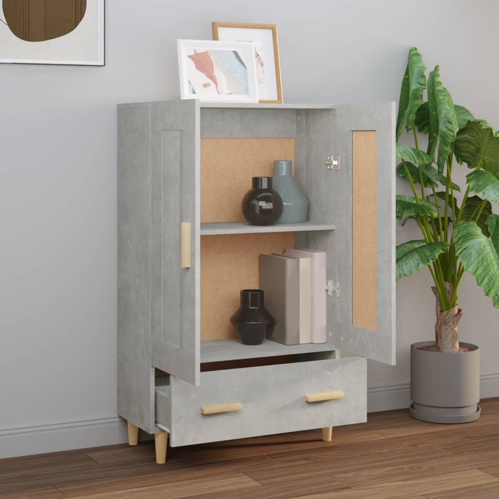 Hoge kast 70x31x115 cm bewerkt hout betongrijs is nu te koop bij PeponiXL, paradijselijk wonen!