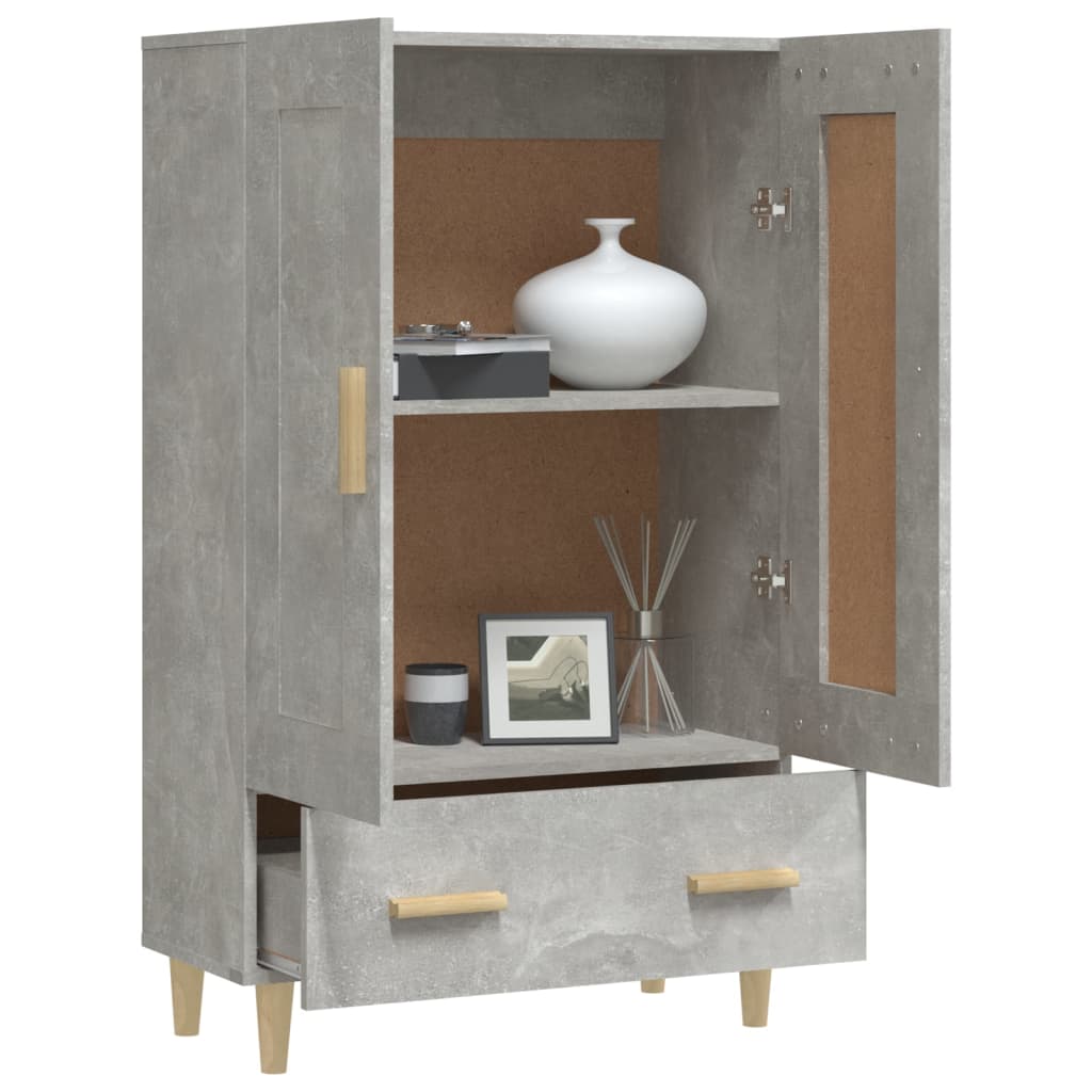 Hoge kast 70x31x115 cm bewerkt hout betongrijs is nu te koop bij PeponiXL, paradijselijk wonen!