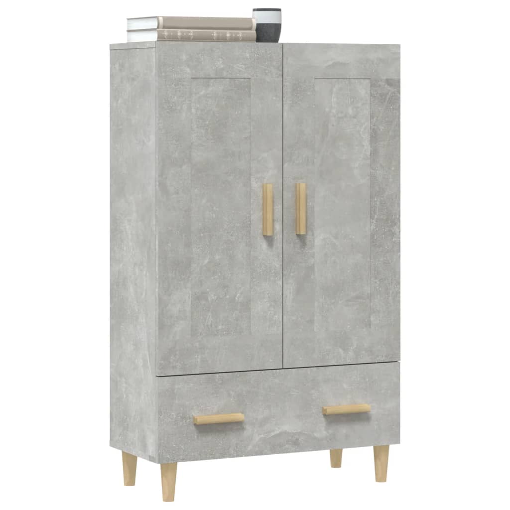 Hoge kast 70x31x115 cm bewerkt hout betongrijs is nu te koop bij PeponiXL, paradijselijk wonen!
