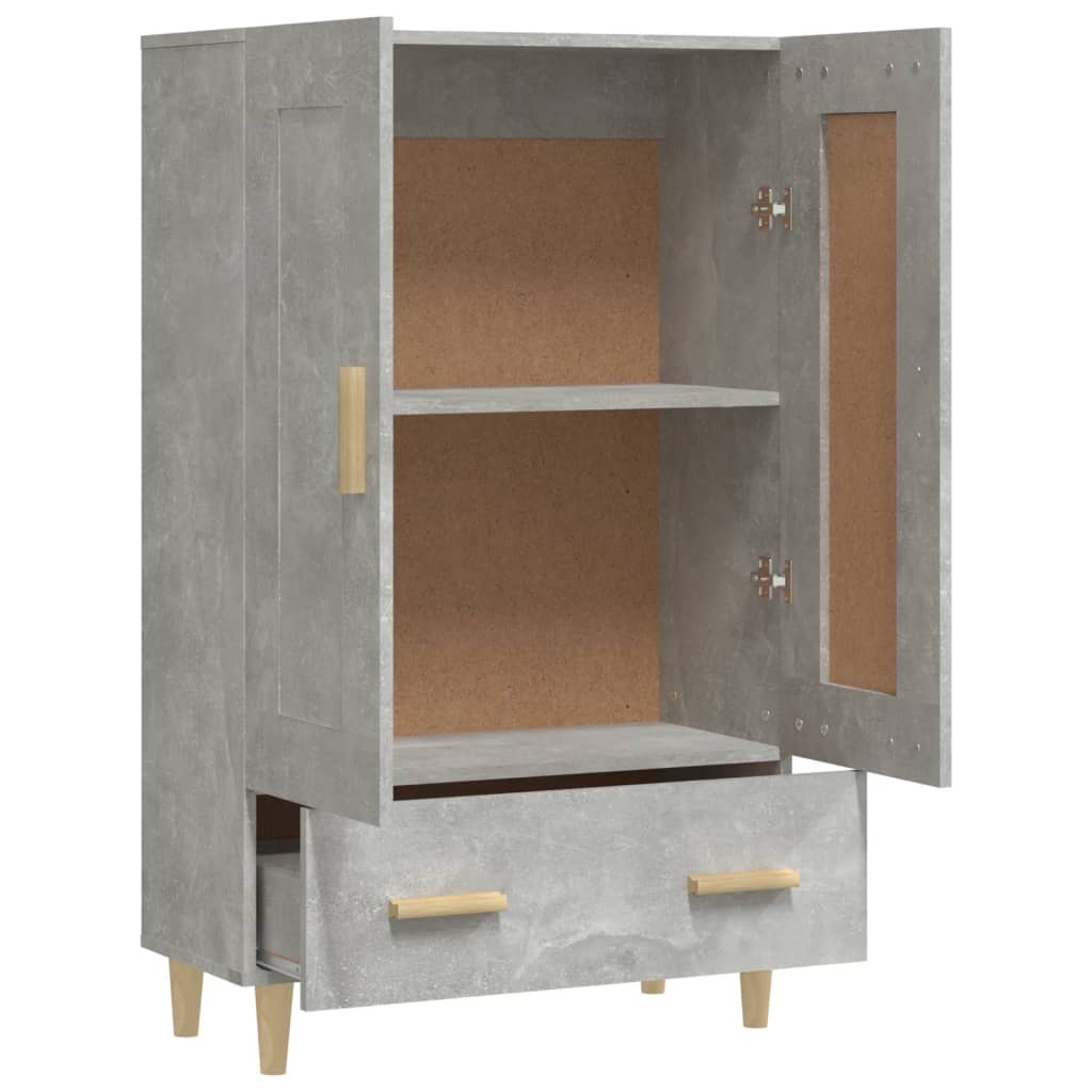 Hoge kast 70x31x115 cm bewerkt hout betongrijs is nu te koop bij PeponiXL, paradijselijk wonen!