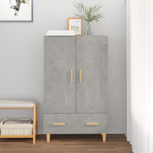 Hoge kast 70x31x115 cm bewerkt hout betongrijs is nu te koop bij PeponiXL, paradijselijk wonen!