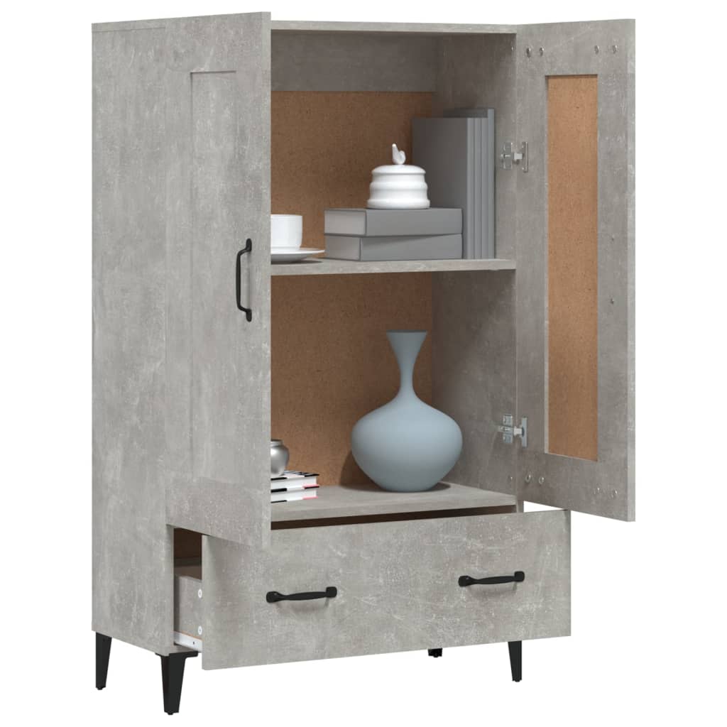 Hoge kast 70x31x115 cm bewerkt hout betongrijs is nu te koop bij PeponiXL, paradijselijk wonen!