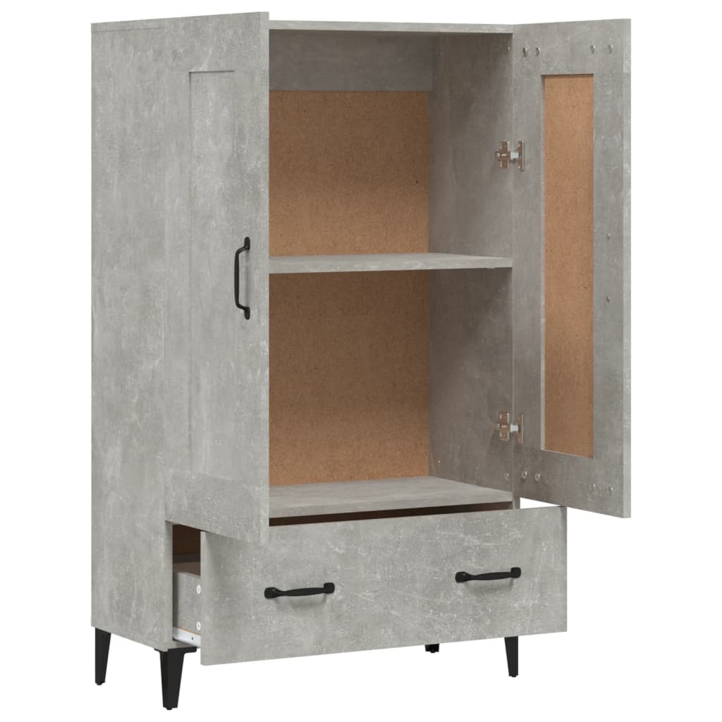 Hoge kast 70x31x115 cm bewerkt hout betongrijs is nu te koop bij PeponiXL, paradijselijk wonen!