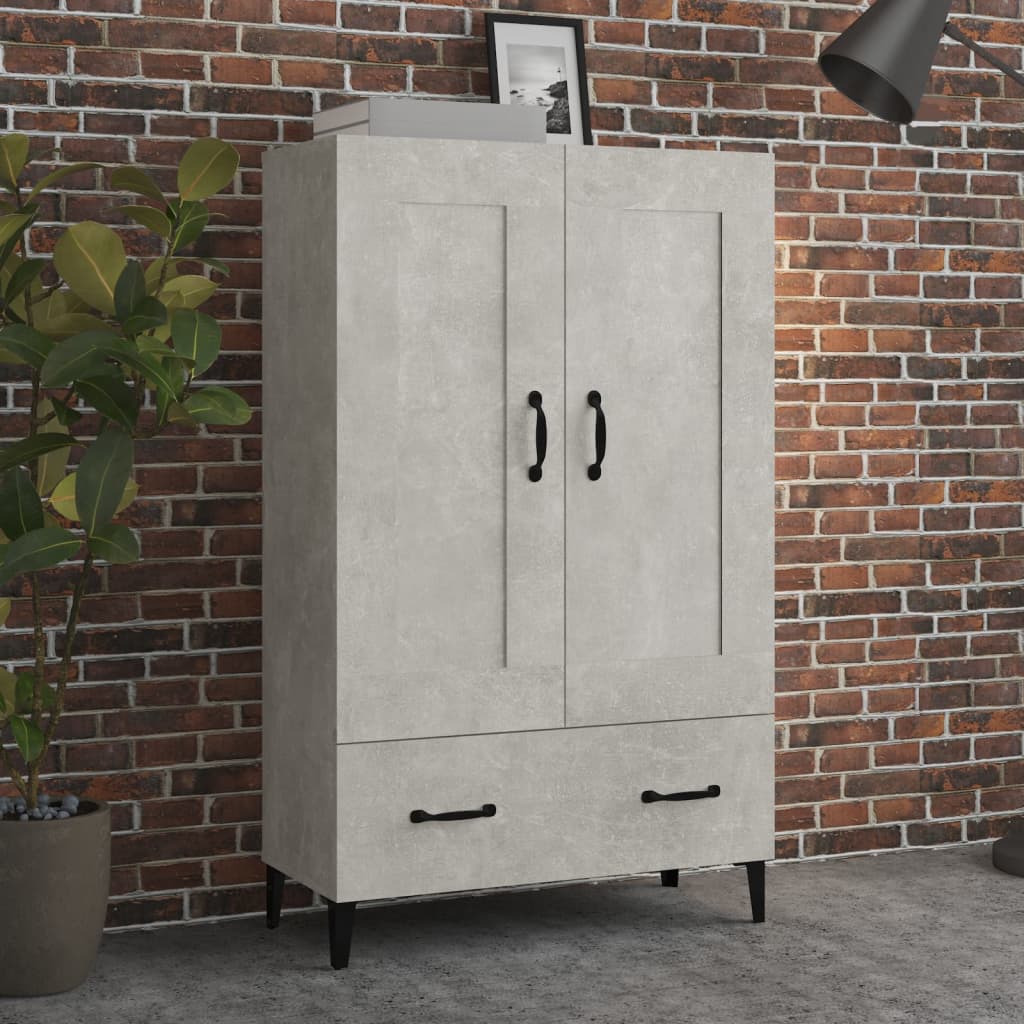 Hoge kast 70x31x115 cm bewerkt hout betongrijs is nu te koop bij PeponiXL, paradijselijk wonen!