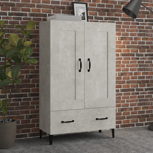 Hoge kast 70x31x115 cm bewerkt hout betongrijs is nu te koop bij PeponiXL, paradijselijk wonen!