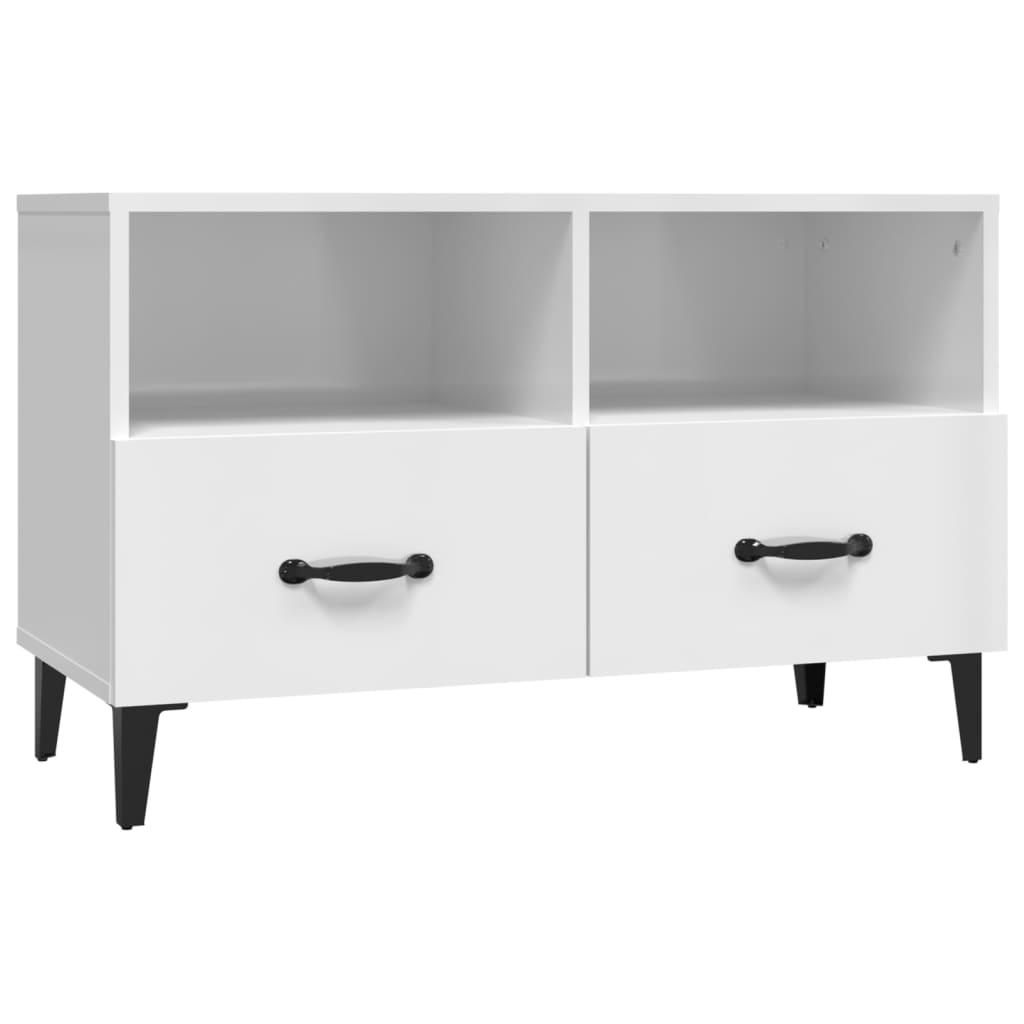 Tv-meubel 80x36x50 cm bewerkt hout hoogglans wit is nu te koop bij PeponiXL, paradijselijk wonen!