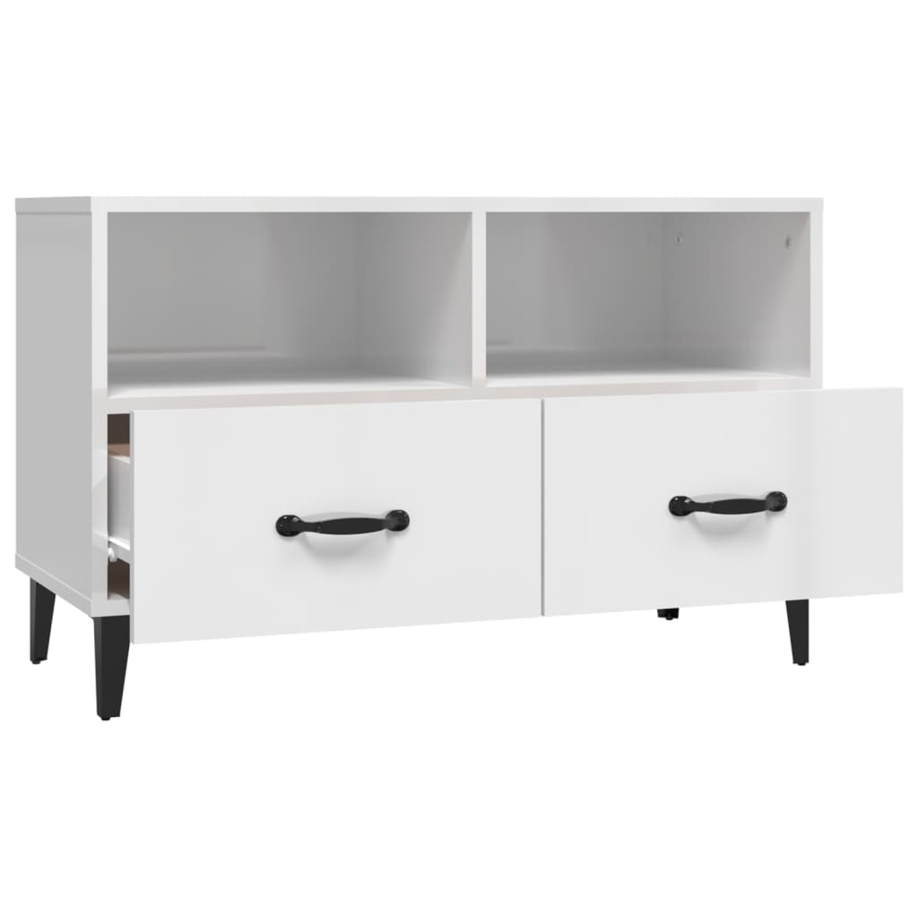 Tv-meubel 80x36x50 cm bewerkt hout hoogglans wit is nu te koop bij PeponiXL, paradijselijk wonen!
