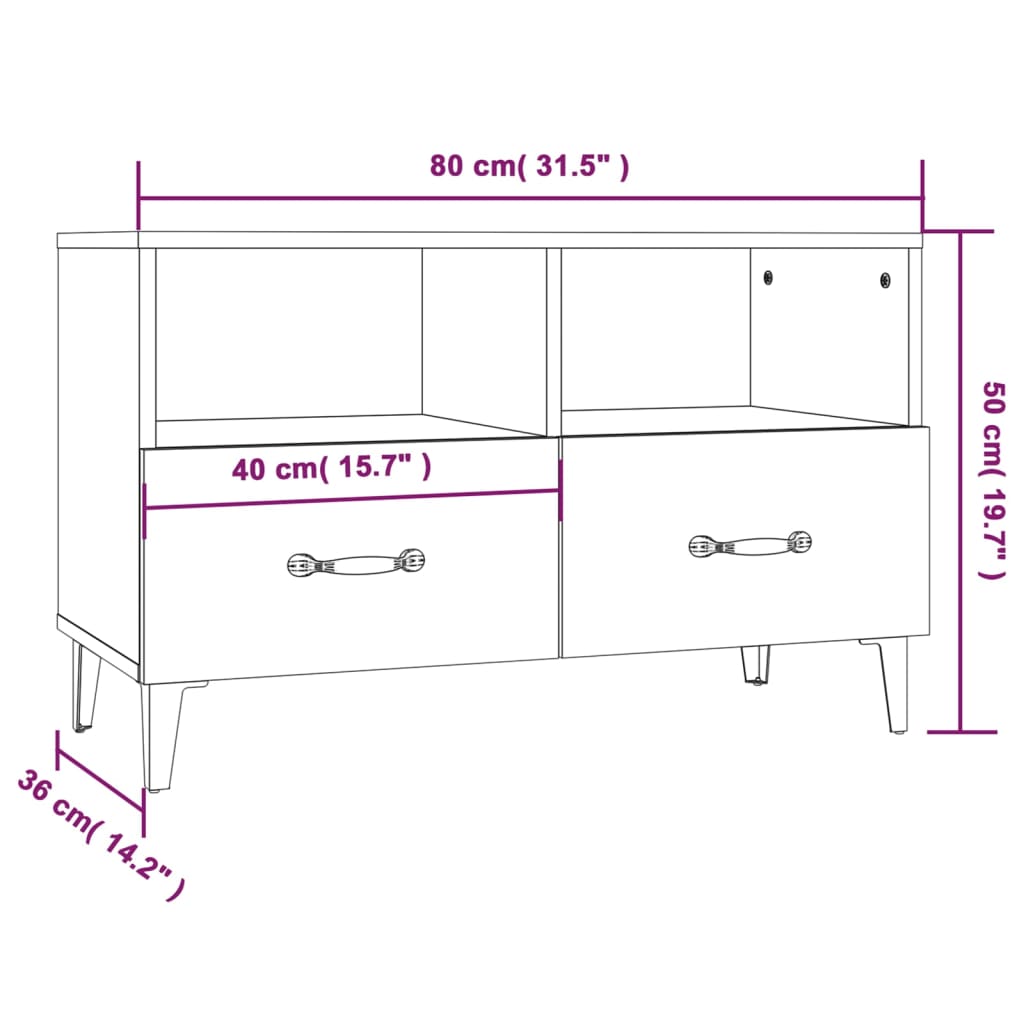 Tv-meubel 80x36x50 cm bewerkt hout hoogglans wit is nu te koop bij PeponiXL, paradijselijk wonen!