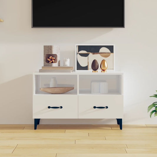 Tv-meubel 80x36x50 cm bewerkt hout hoogglans wit is nu te koop bij PeponiXL, paradijselijk wonen!