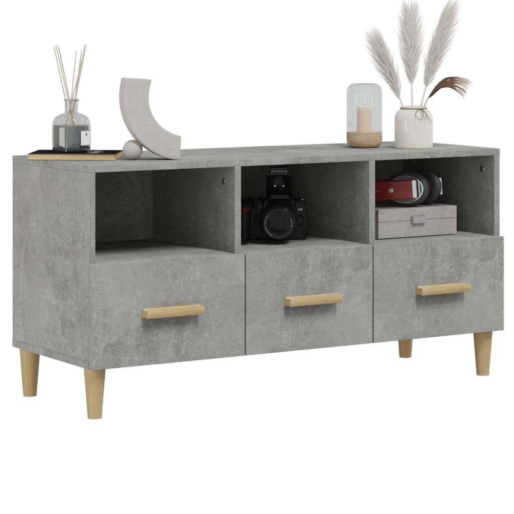 Tv-meubel 102x36x50 cm bewerkt hout betongrijs is nu te koop bij PeponiXL, paradijselijk wonen!