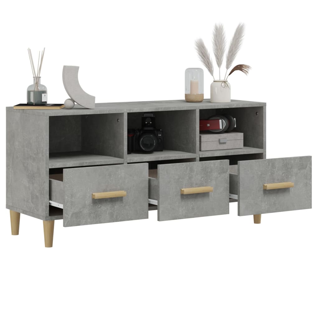 Tv-meubel 102x36x50 cm bewerkt hout betongrijs is nu te koop bij PeponiXL, paradijselijk wonen!