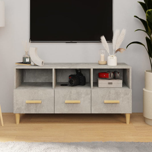 Tv-meubel 102x36x50 cm bewerkt hout betongrijs is nu te koop bij PeponiXL, paradijselijk wonen!