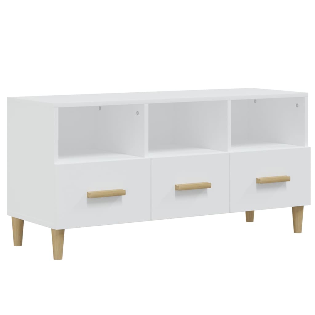 Tv-meubel 102x36x50 cm bewerkt hout hoogglans wit is nu te koop bij PeponiXL, paradijselijk wonen!