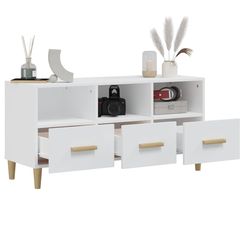 Tv-meubel 102x36x50 cm bewerkt hout hoogglans wit is nu te koop bij PeponiXL, paradijselijk wonen!