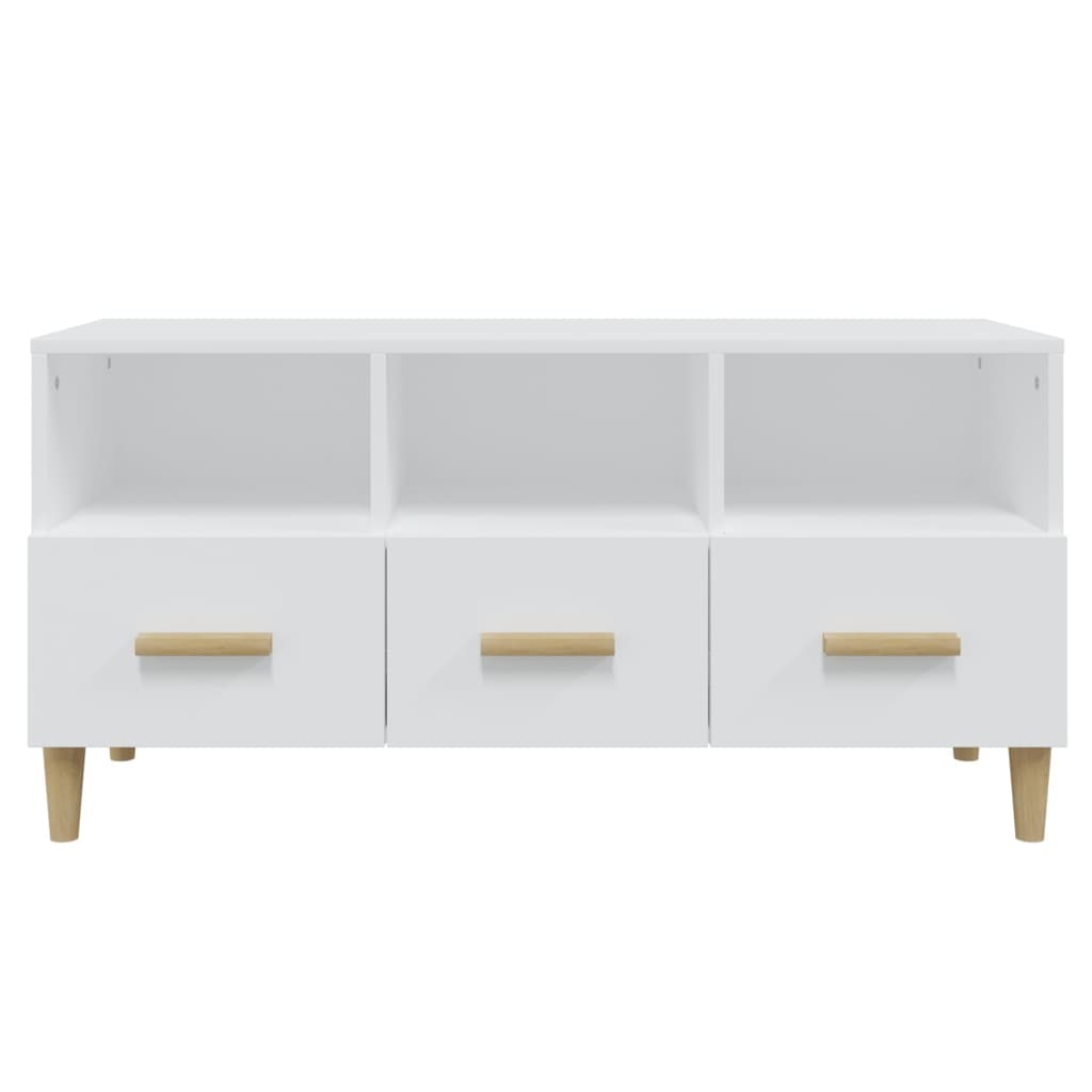 Tv-meubel 102x36x50 cm bewerkt hout hoogglans wit is nu te koop bij PeponiXL, paradijselijk wonen!