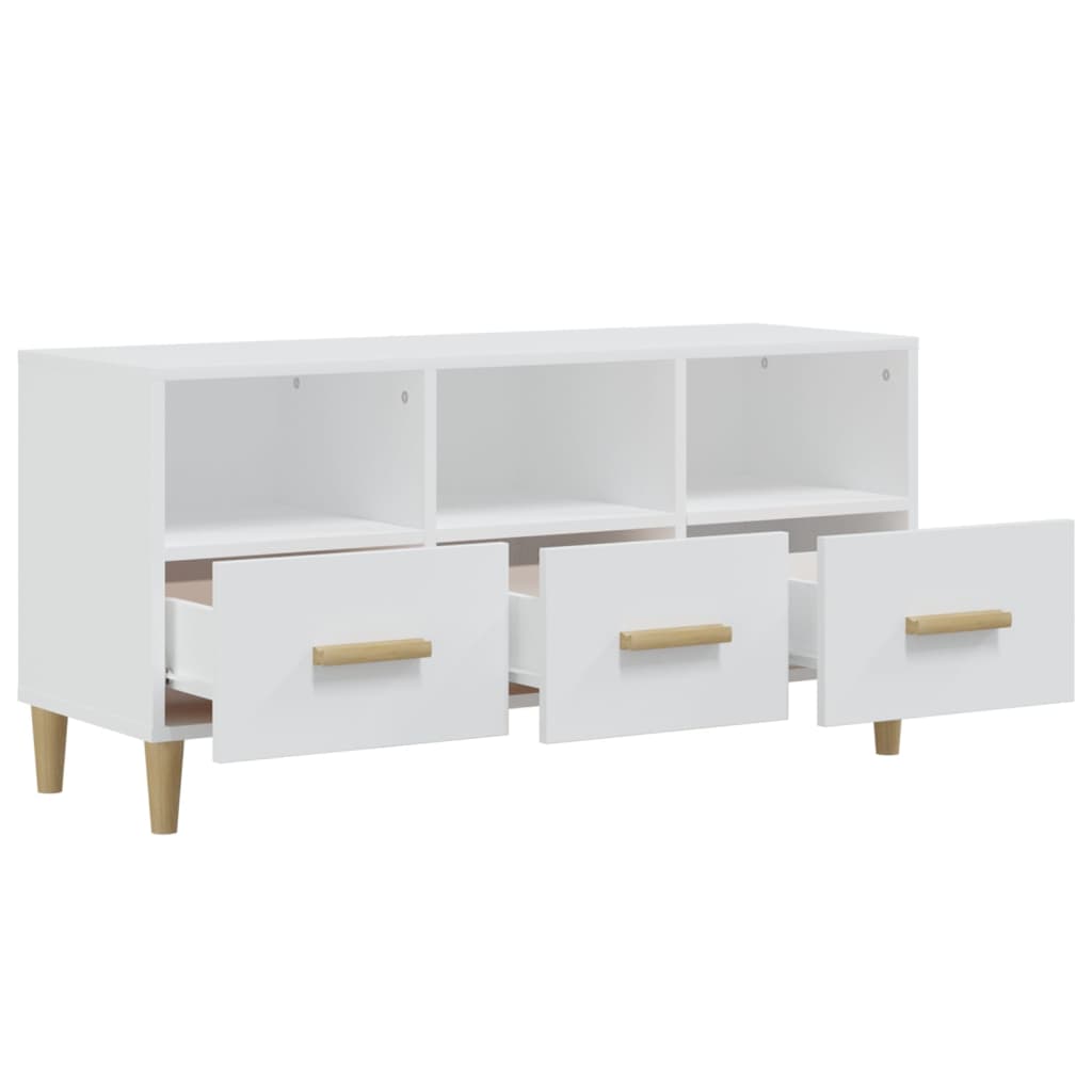 Tv-meubel 102x36x50 cm bewerkt hout hoogglans wit is nu te koop bij PeponiXL, paradijselijk wonen!