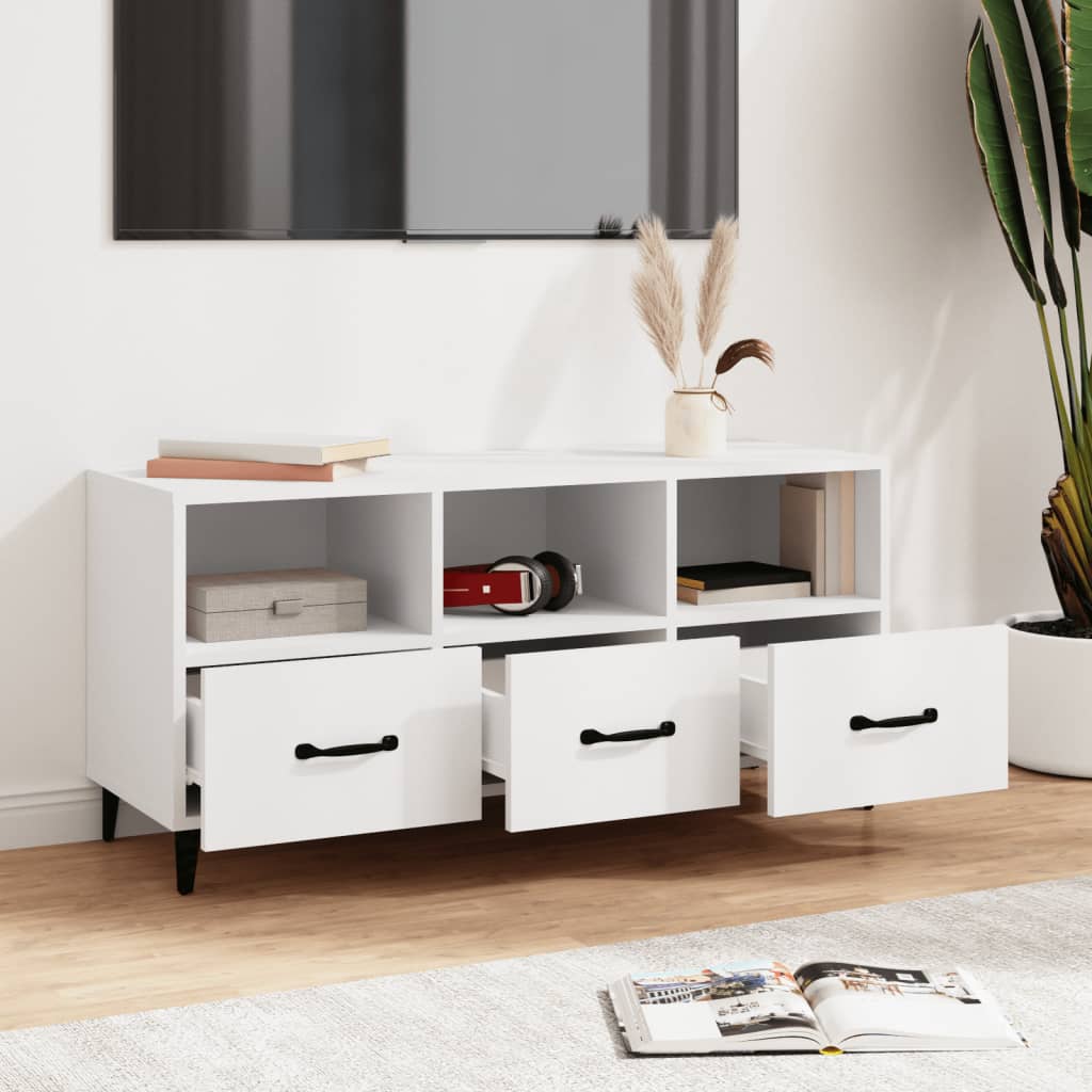 Tv-meubel 102x35x50 cm bewerkt hout wit is nu te koop bij PeponiXL, paradijselijk wonen!