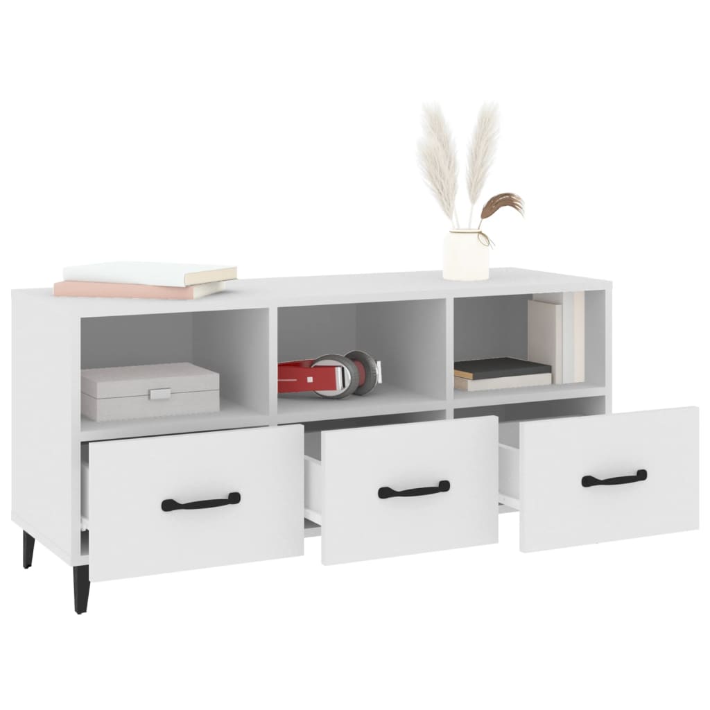 Tv-meubel 102x35x50 cm bewerkt hout wit is nu te koop bij PeponiXL, paradijselijk wonen!