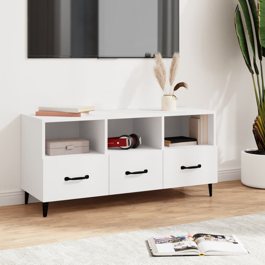 Tv-meubel 102x35x50 cm bewerkt hout wit is nu te koop bij PeponiXL, paradijselijk wonen!