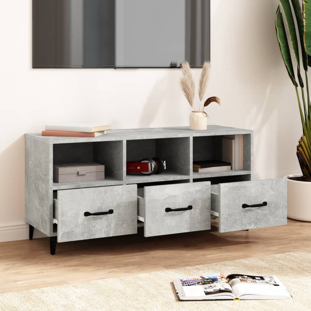 Tv-meubel 102x35x50 cm bewerkt hout betongrijs is nu te koop bij PeponiXL, paradijselijk wonen!
