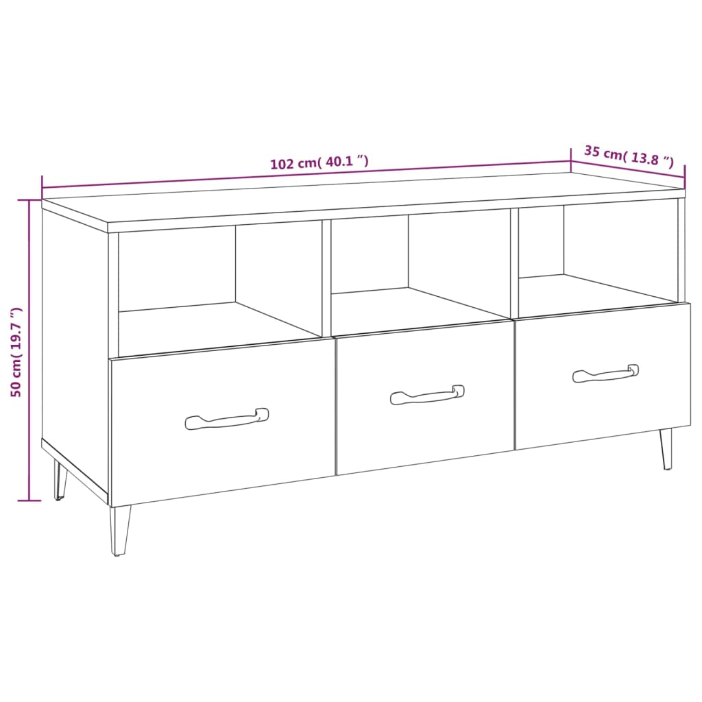 Tv-meubel 102x35x50 cm bewerkt hout betongrijs is nu te koop bij PeponiXL, paradijselijk wonen!