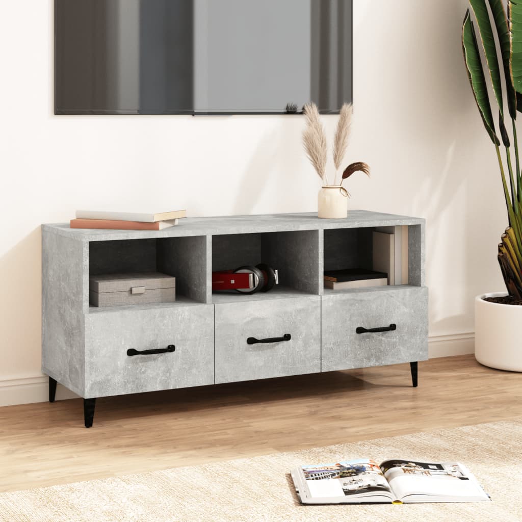 Tv-meubel 102x35x50 cm bewerkt hout betongrijs is nu te koop bij PeponiXL, paradijselijk wonen!