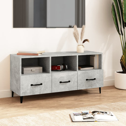Tv-meubel 102x35x50 cm bewerkt hout betongrijs is nu te koop bij PeponiXL, paradijselijk wonen!