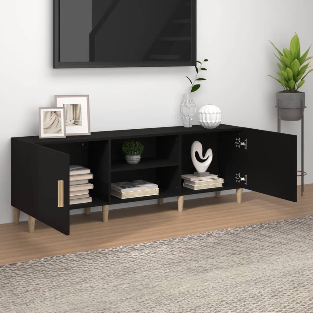 Tv-meubel 150x30x50 cm bewerkt hout zwart is nu te koop bij PeponiXL, paradijselijk wonen!