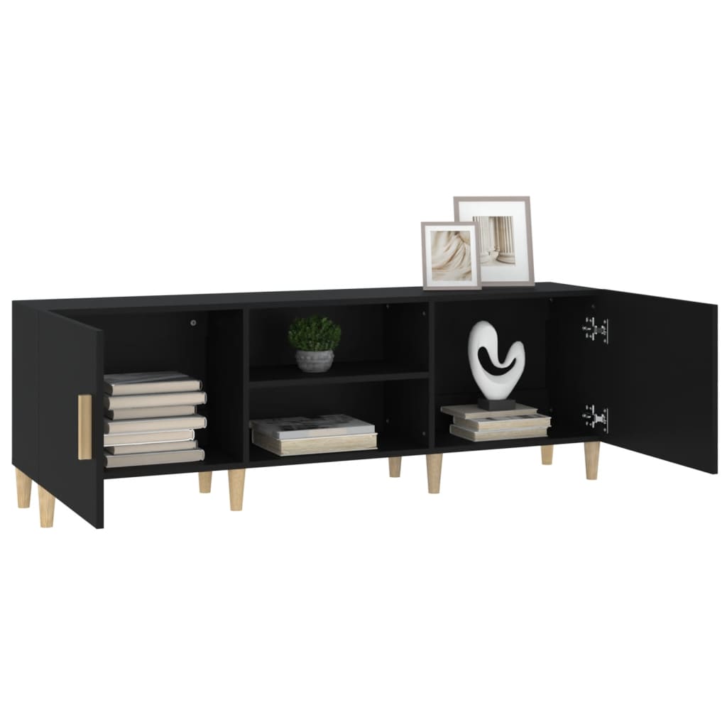 Tv-meubel 150x30x50 cm bewerkt hout zwart is nu te koop bij PeponiXL, paradijselijk wonen!