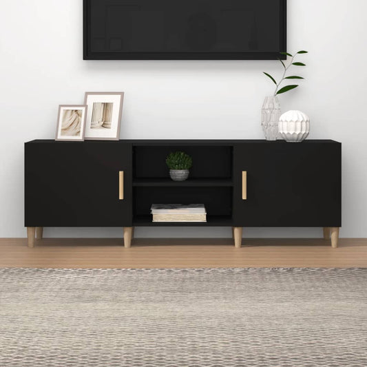 Tv-meubel 150x30x50 cm bewerkt hout zwart is nu te koop bij PeponiXL, paradijselijk wonen!