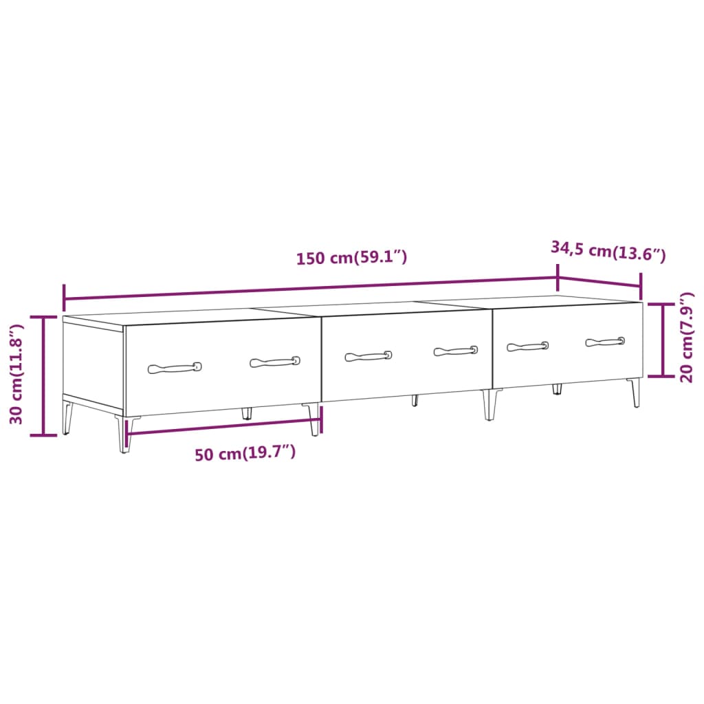 Tv-meubel 150x34,5x30 cm bewerkt hout betongrijs is nu te koop bij PeponiXL, paradijselijk wonen!