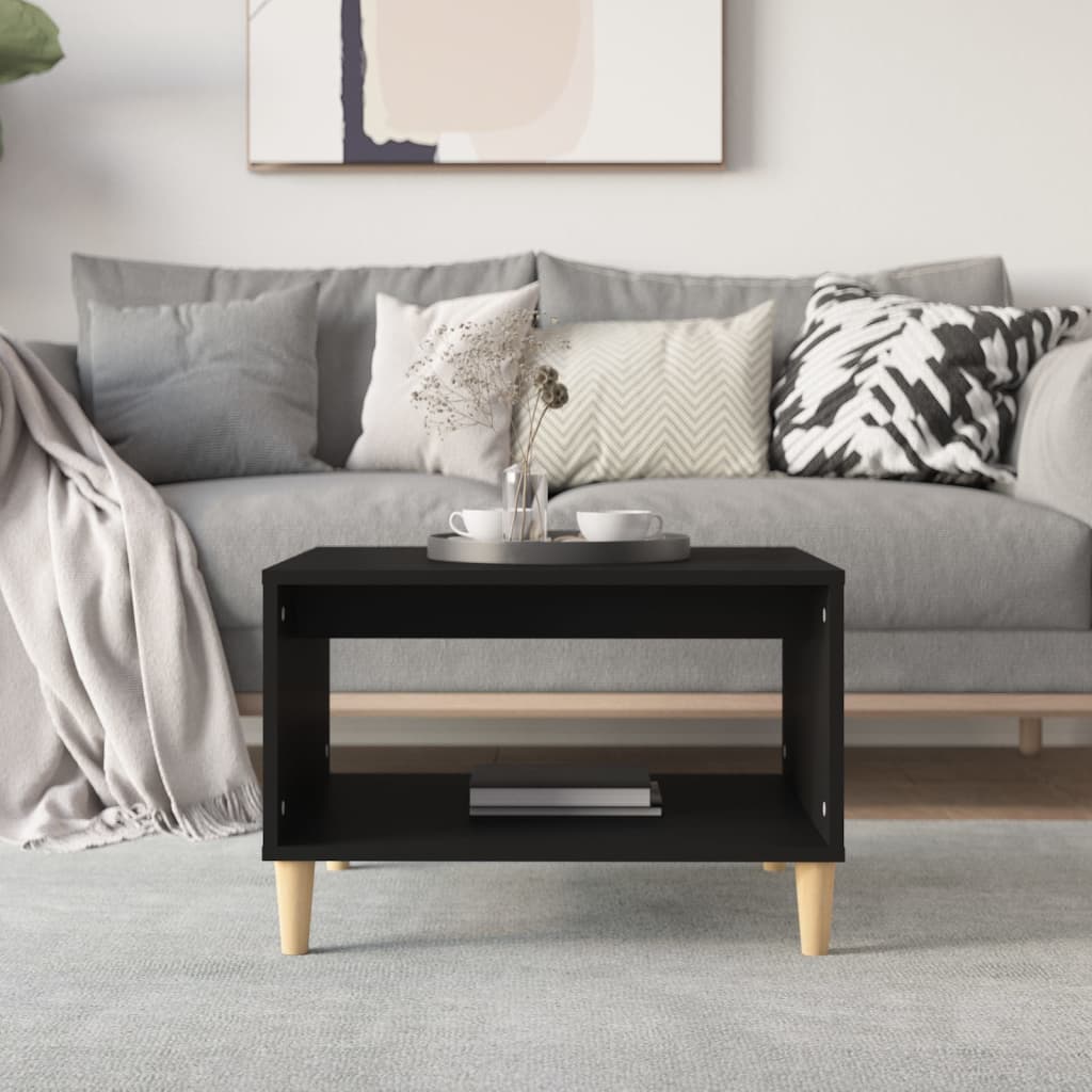Salontafel 60x50x40 cm bewerkt hout zwart is nu te koop bij PeponiXL, paradijselijk wonen!
