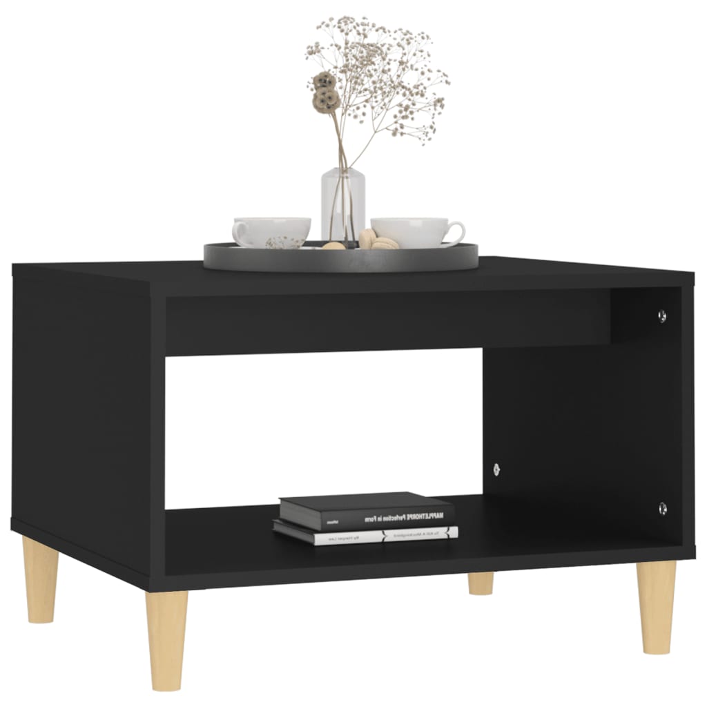 Salontafel 60x50x40 cm bewerkt hout zwart is nu te koop bij PeponiXL, paradijselijk wonen!