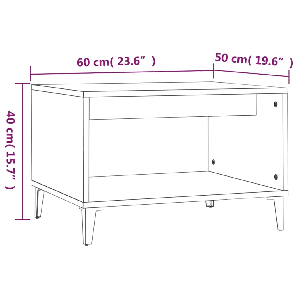 Salontafel 60x50x40 cm bewerkt hout hoogglans wit is nu te koop bij PeponiXL, paradijselijk wonen!