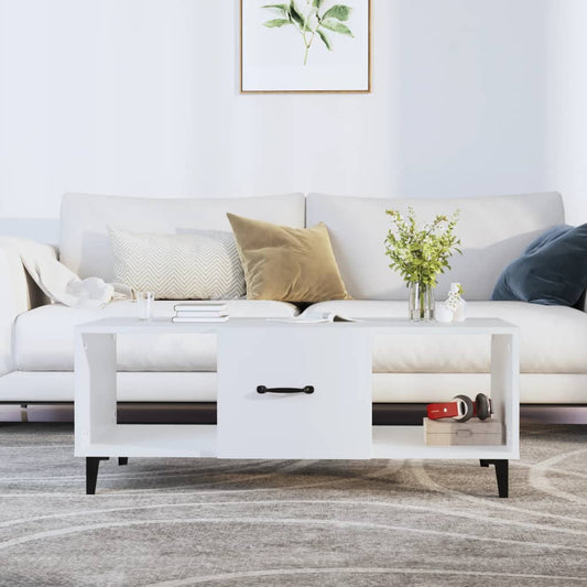 Salontafel 102x50x40 cm bewerkt hout wit is nu te koop bij PeponiXL, paradijselijk wonen!