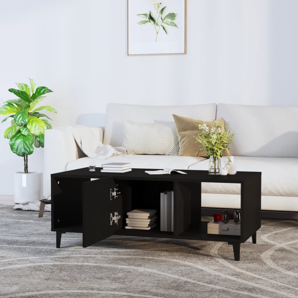 Salontafel 102x50x40 cm bewerkt hout zwart is nu te koop bij PeponiXL, paradijselijk wonen!
