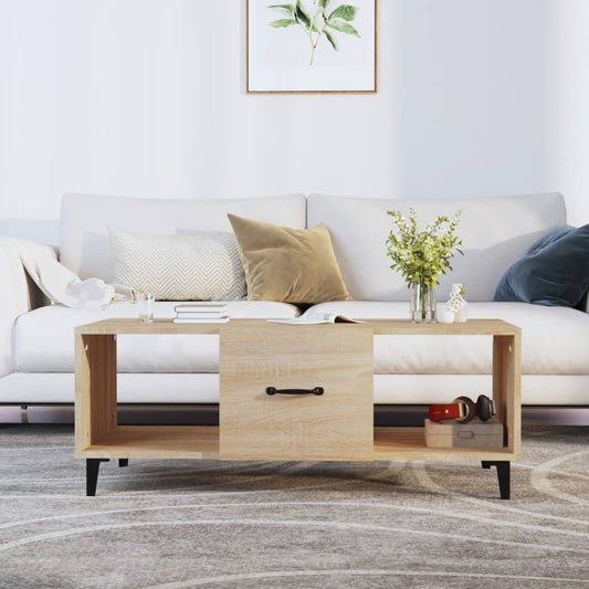 Salontafel 102x50x40 cm bewerkt hout sonoma eikenkleurig is nu te koop bij PeponiXL, paradijselijk wonen!