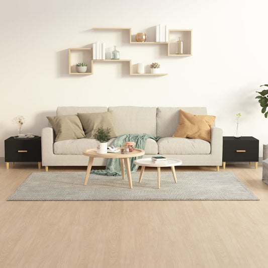 Salontafels 2 st 50x50x40 cm bewerkt hout zwart is nu te koop bij PeponiXL, paradijselijk wonen!