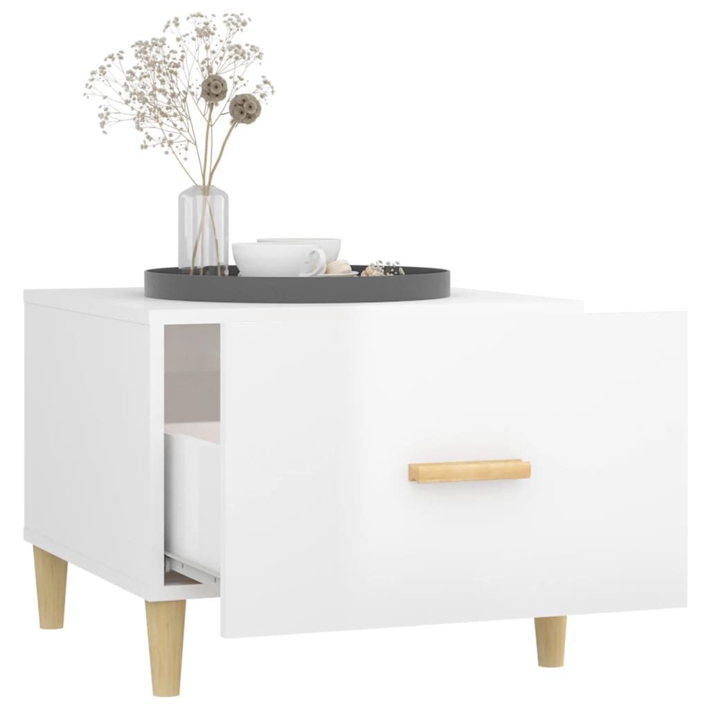 Salontafel 50x50x40 cm bewerkt hout hoogglans wit is nu te koop bij PeponiXL, paradijselijk wonen!