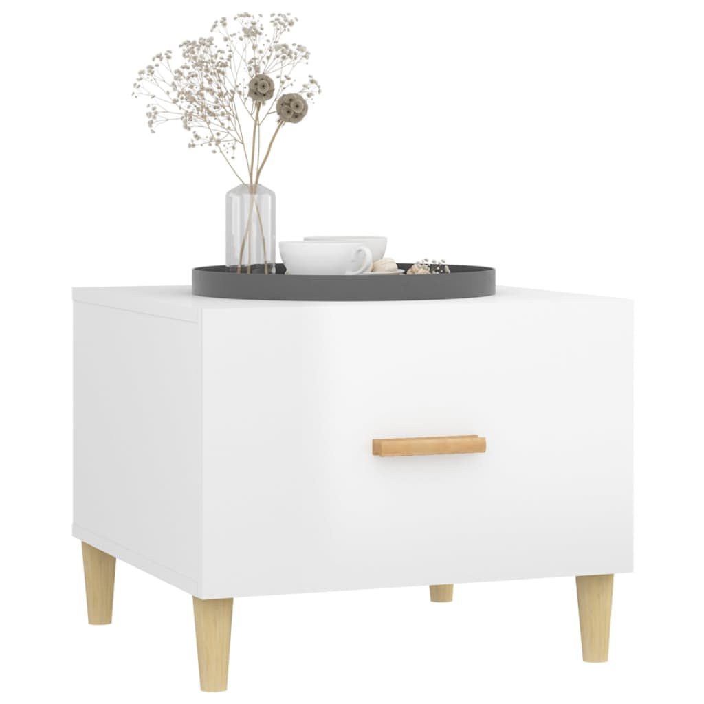 Salontafel 50x50x40 cm bewerkt hout hoogglans wit is nu te koop bij PeponiXL, paradijselijk wonen!